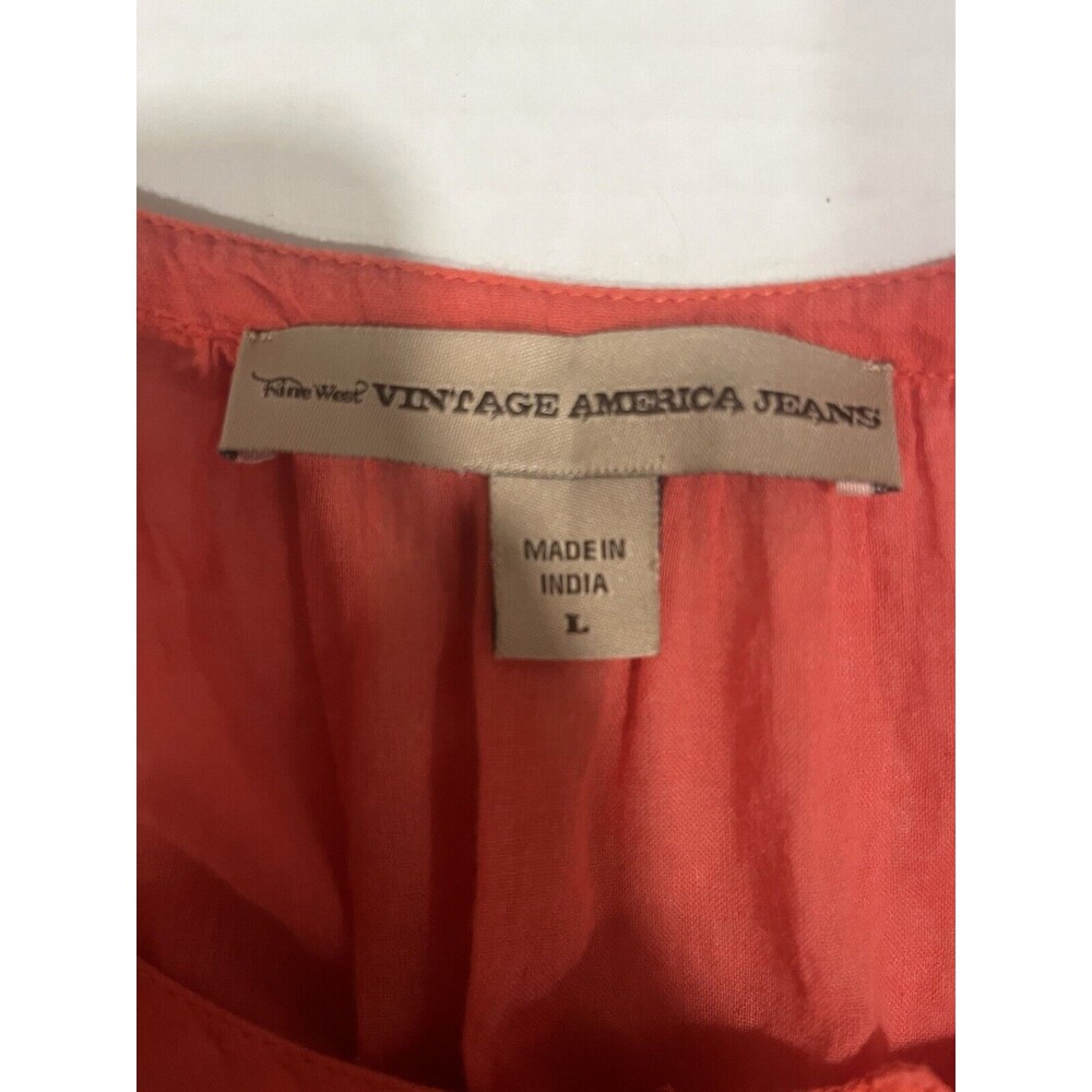 NINE WEST Women L Pink Short Sleeve Top Embroidered Pleated Boho Peasant Hippie - Picture 3 of 11